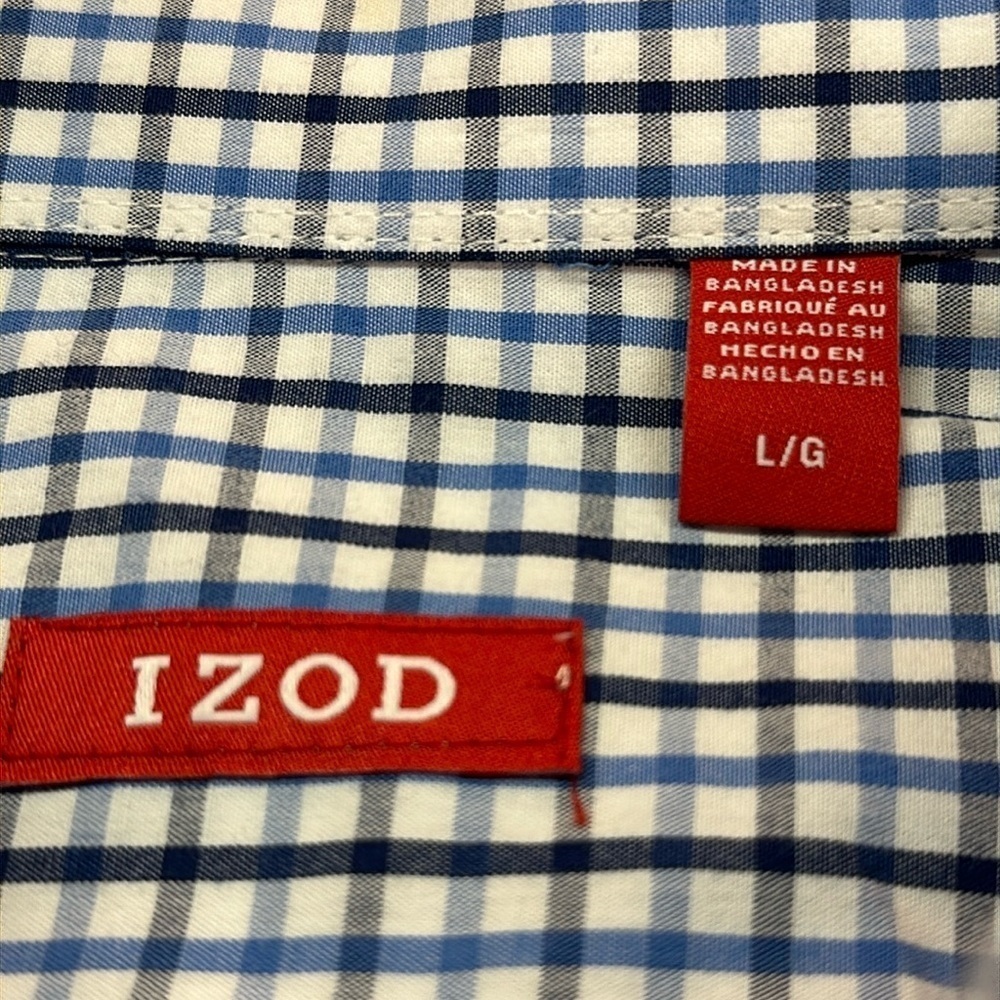 Izod American Dream Blue Stripes Plaid Longsleeved Dress Shirt Large NWT - Picture 3 of 7